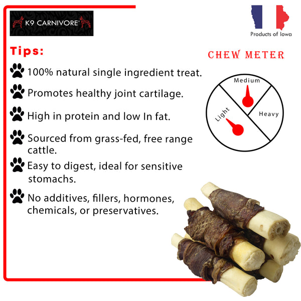 Beef Bones for Dogs K9 Carnivore's Premium Beef wrapped Bones (Pack10